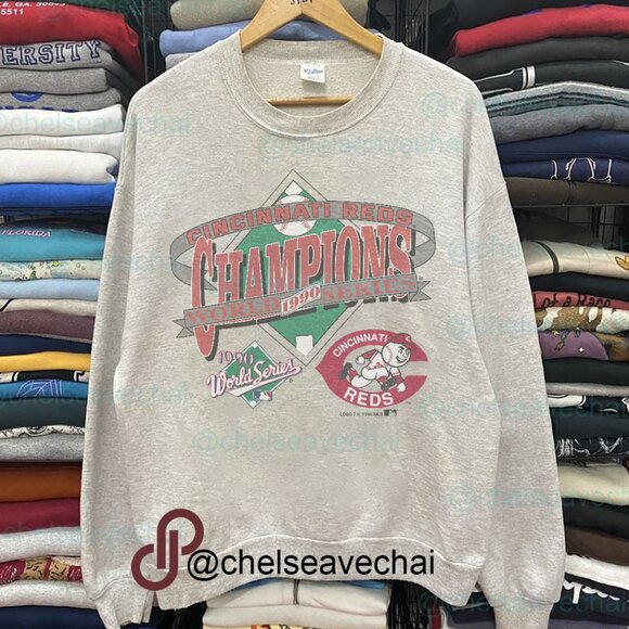 Vintage Cincinnati Reds Baseball Sweatshirt, MLB 1990 World Series Shirt Tee - Picture 1 of 2